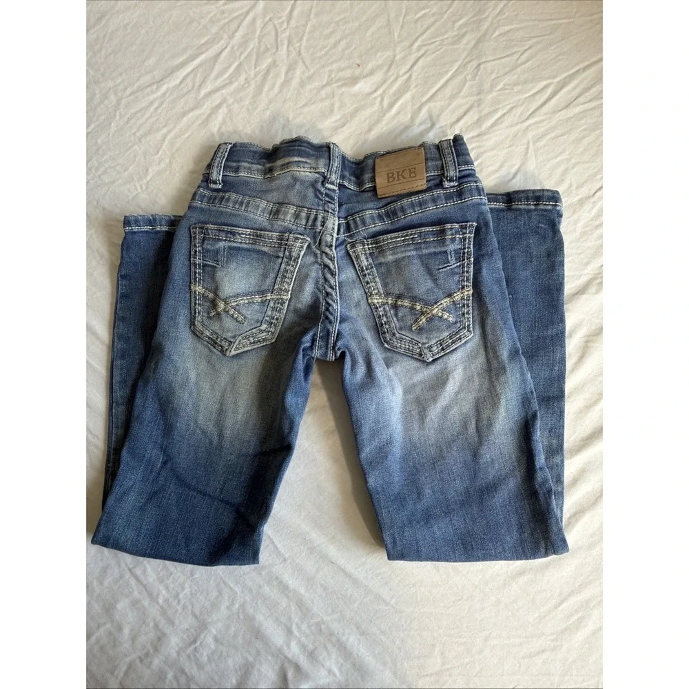 BKE Denim Conner Straight Leg Jeans Girls 6‎ Y2K Embroidered Pocket Western